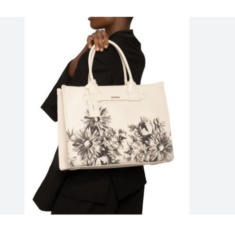 JASON WU Olivia flower bouquet canvas large women's tote - Cream/Ivory